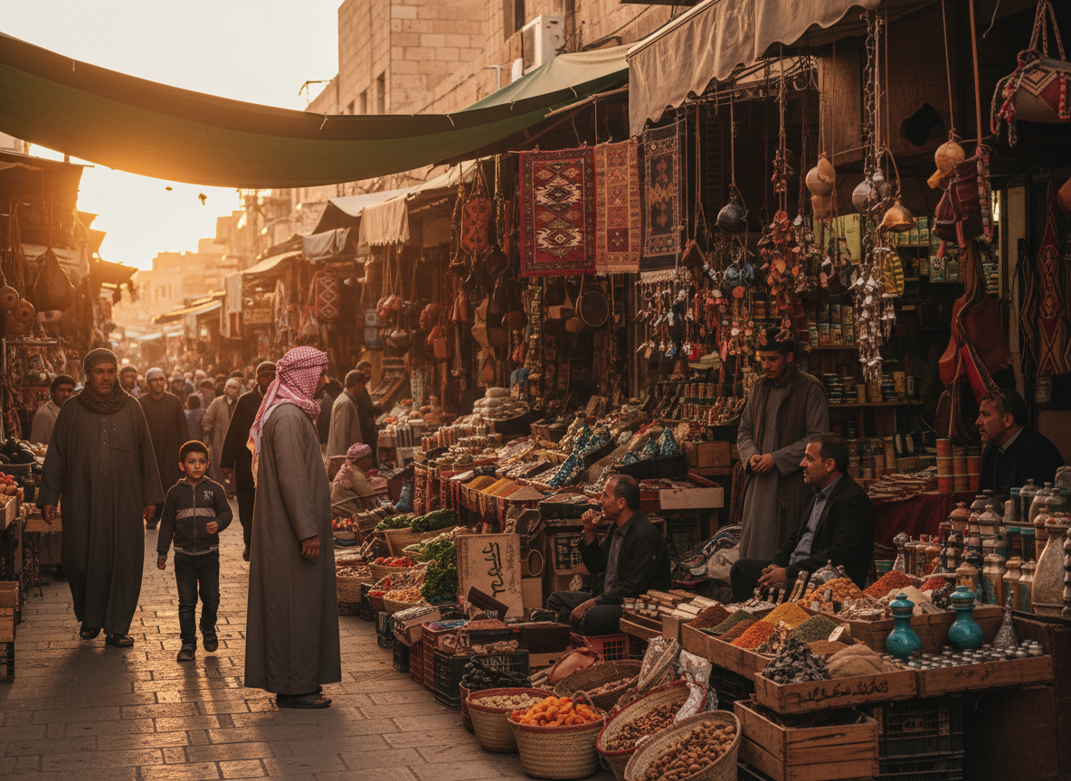 Local Jordanian community market scene